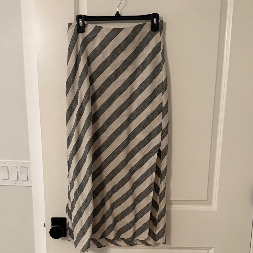 J. Crew Diagonal Striped Maxi Skirt in Gray and White